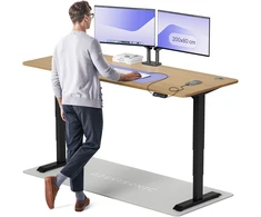 Elektrinis reguliuojamo aukščio stalas Desktronic HomePro Ąžuolo masyvas/Juodas, 200x80cm, Dvigubas motoras, USB ir USB-C įkrovimo lizdai