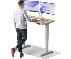 Elektrinis reguliuojamo aukščio stalas Desktronic HomePro Pilkas/Ąžuolas, 120x60cm, Dvigubas motoras, USB ir USB-C įkrovimo lizdai