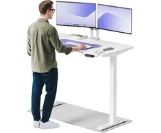 Elektrinis reguliuojamo aukščio stalas Desktronic HomeOne Baltas/Baltas, 140x70cm, Dvigubas motoras, USB ir USB-C įkrovimo lizdai
