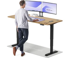 Elektrinis reguliuojamo aukščio stalas Desktronic HomePro Ąžuolo masyvas/Juodas, 180x80cm, Dvigubas motoras, USB ir USB-C įkrovimo lizdai