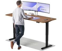 Elektrinis reguliuojamo aukščio stalas Desktronic HomePro Juodas/Riešutmedis, 200x80cm, Dvigubas motoras, USB ir USB-C įkrovimo lizdai