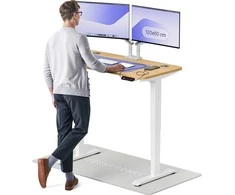 Elektrinis reguliuojamo aukščio stalas Desktronic HomePro Baltas/Ąžuolas, 120x60cm, Dvigubas motoras, USB ir USB-C įkrovimo lizdai
