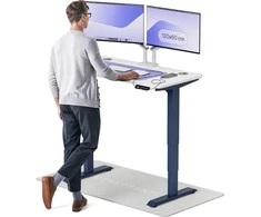 Elektrinis reguliuojamo aukščio stalas Desktronic HomePro Mėlynas/Baltas, 120x60cm, Dvigubas motoras, USB ir USB-C įkrovimo lizdai