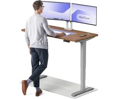 Elektrinis reguliuojamo aukščio stalas Desktronic HomePro Pilkas/Riešutmedis, 140x70cm, Dvigubas motoras, USB ir USB-C įkrovimo lizdai