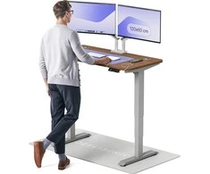 Elektrinis reguliuojamo aukščio stalas Desktronic HomePro Pilkas/Riešutmedis, 120x60cm, Dvigubas motoras, USB ir USB-C įkrovimo lizdai