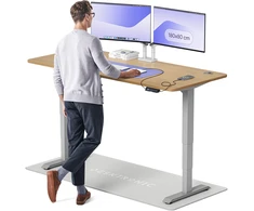 Elektrinis reguliuojamo aukščio stalas Desktronic HomePro Ąžuolo masyvas/Pilkas, 180x80cm, Dvigubas motoras, USB ir USB-C įkrovimo lizdai