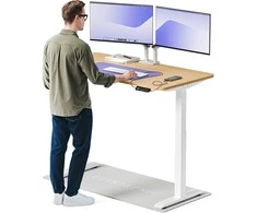 Elektrinis reguliuojamo aukščio stalas Desktronic HomeOne Baltas/Ąžuolas, 140x70cm, Dvigubas motoras, USB ir USB-C įkrovimo lizdai