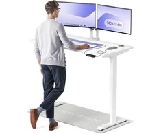 Elektrinis reguliuojamo aukščio stalas Desktronic HomePro Baltas/Baltas, 140x70cm, Dvigubas motoras, USB ir USB-C įkrovimo lizdai