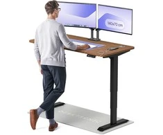 Elektrinis reguliuojamo aukščio stalas Desktronic HomePro Juodas/Riešutmedis, 140x70cm, Dvigubas motoras, USB ir USB-C įkrovimo lizdai