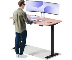 Elektrinis reguliuojamo aukščio stalas Desktronic HomeOne Juodas/Rožinis, 160x80cm, Dvigubas motoras, USB ir USB-C įkrovimo lizdai