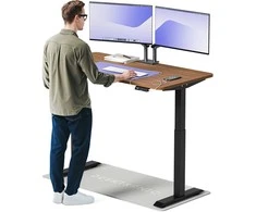 Elektrinis reguliuojamo aukščio stalas Desktronic HomeOne Juodas/Riešutmedis, 140x70cm, Dvigubas motoras, USB ir USB-C įkrovimo lizdai