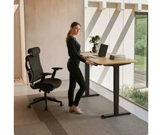 Elektrinis reguliuojamo aukščio stalas Desktronic HomePro Ąžuolo masyvas/Juodas, 180x80cm, Dvigubas motoras, USB ir USB-C įkrovimo lizdai