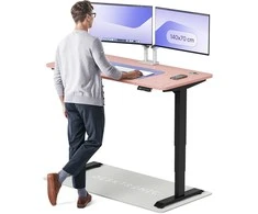 Elektrinis reguliuojamo aukščio stalas Desktronic HomePro Juodas/Rožinis, 140x70cm, Dvigubas motoras, USB ir USB-C įkrovimo lizdai
