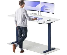 Elektrinis reguliuojamo aukščio stalas Desktronic HomePro Mėlynas/Baltas, 180x80cm, Dvigubas motoras, USB ir USB-C įkrovimo lizdai