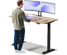 Elektrinis reguliuojamo aukščio stalas Desktronic HomeOne Bambukas/Juodas, 160x80cm, Dvigubas motoras, USB ir USB-C įkrovimo lizdai