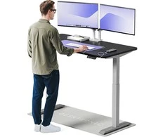 Elektrinis reguliuojamo aukščio stalas Desktronic HomeOne Pilkas/Juodas, 140x70cm, Dvigubas motoras, USB ir USB-C įkrovimo lizdai