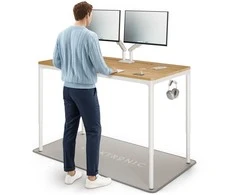 Elektrinis Reguliuojamo Aukščio Stalas Desktronic HomeMax Baltas/Ąžuolas, 160x80cm, Keturi varikliai, Magnetinis kabelių laikiklis