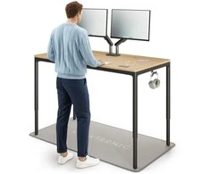 Elektrinis Reguliuojamo Aukščio Stalas Desktronic HomeMax Juodas/Bambukas, 160x80cm, Keturi varikliai, Magnetinis kabelių laikiklis