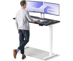 Elektrinis reguliuojamo aukščio stalas Desktronic HomePro Baltas/Juodas, 140x70cm, Dvigubas motoras, USB ir USB-C įkrovimo lizdai