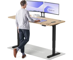 Elektrinis reguliuojamo aukščio stalas Desktronic HomePro Bambukas/Juodas, 180x80cm, Dvigubas motoras, USB ir USB-C įkrovimo lizdai