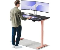 Elektrinis reguliuojamo aukščio stalas Desktronic HomeOne Rožinis/Juodas, 140x70cm, Dvigubas motoras, USB ir USB-C įkrovimo lizdai