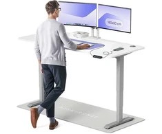 Elektrinis reguliuojamo aukščio stalas Desktronic HomePro Pilkas/Baltas, 180x80cm, Dvigubas motoras, USB ir USB-C įkrovimo lizdai