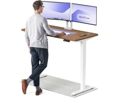 Elektrinis reguliuojamo aukščio stalas Desktronic HomePro Baltas/Riešutmedis, 140x70cm, Dvigubas motoras, USB ir USB-C įkrovimo lizdai
