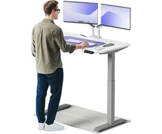 Elektrinis reguliuojamo aukščio stalas Desktronic HomeOne Pilkas/Baltas, 120x60cm, Dvigubas motoras, USB ir USB-C įkrovimo lizdai
