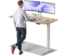 Elektrinis reguliuojamo aukščio stalas Desktronic HomePro Bambukas/Pilkas, 160x80cm, Dvigubas motoras, USB ir USB-C įkrovimo lizdai