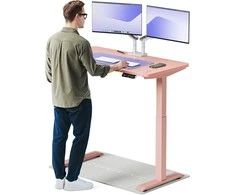 Elektrinis reguliuojamo aukščio stalas Desktronic HomeOne Rožinis/Rožinis, 120x60cm, Dvigubas motoras, USB ir USB-C įkrovimo lizdai