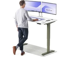 Elektrinis reguliuojamo aukščio stalas Desktronic HomePro Žalias/Baltas, 140x70cm, Dvigubas motoras, USB ir USB-C įkrovimo lizdai