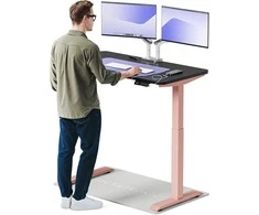 Elektrinis reguliuojamo aukščio stalas Desktronic HomeOne Rožinis/Juodas, 120x60cm, Dvigubas motoras, USB ir USB-C įkrovimo lizdai