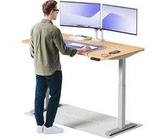 Elektrinis reguliuojamo aukščio stalas Desktronic HomeOne Pilkas/Ąžuolas, 160x80cm, Dvigubas motoras, USB ir USB-C įkrovimo lizdai