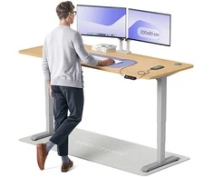 Elektrinis reguliuojamo aukščio stalas Desktronic HomePro Pilkas/Ąžuolas, 200x80cm, Dvigubas motoras, USB ir USB-C įkrovimo lizdai