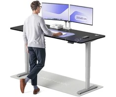 Elektrinis reguliuojamo aukščio stalas Desktronic HomePro Pilkas/Juodas, 200x80cm, Dvigubas motoras, USB ir USB-C įkrovimo lizdai