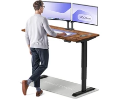 Elektrinis reguliuojamo aukščio stalas Desktronic HomePro Riešutmedžio masyvas/Juodas, 140x70cm, Dvigubas motoras, USB ir USB-C įkrovimo lizdai