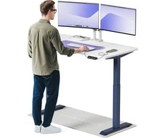 Elektrinis reguliuojamo aukščio stalas Desktronic HomeOne Mėlynas/Baltas, 140x70cm, Dvigubas motoras, USB ir USB-C įkrovimo lizdai