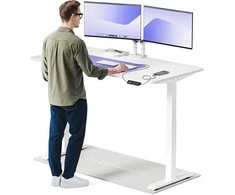 Elektrinis reguliuojamo aukščio stalas Desktronic HomeOne Baltas/Baltas, 160x80cm, Dvigubas motoras, USB ir USB-C įkrovimo lizdai