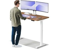 Elektrinis reguliuojamo aukščio stalas Desktronic HomeOne Baltas/Riešutmedis, 140x70cm, Dvigubas motoras, USB ir USB-C įkrovimo lizdai