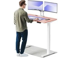 Elektrinis reguliuojamo aukščio stalas Desktronic HomeOne Baltas/Rožinis, 120x60cm, Dvigubas motoras, USB ir USB-C įkrovimo lizdai