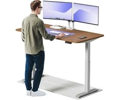 Elektrinis reguliuojamo aukščio stalas Desktronic HomeOne Pilkas/Riešutmedis, 160x80cm, Dvigubas motoras, USB ir USB-C įkrovimo lizdai