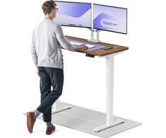 Elektrinis reguliuojamo aukščio stalas Desktronic HomePro Baltas/Riešutmedis, 120x60cm, Dvigubas motoras, USB ir USB-C įkrovimo lizdai