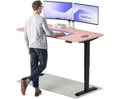 Elektrinis reguliuojamo aukščio stalas Desktronic HomePro Juodas/Rožinis, 160x80cm, Dvigubas motoras, USB ir USB-C įkrovimo lizdai