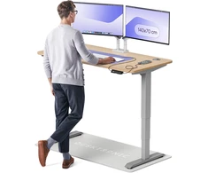 Elektrinis reguliuojamo aukščio stalas Desktronic HomePro Bambukas/Pilkas, 140x70cm, Dvigubas motoras, USB ir USB-C įkrovimo lizdai