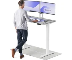 Elektrinis reguliuojamo aukščio stalas Desktronic HomePro Baltas/Pilkas, 120x60cm, Dvigubas motoras, USB ir USB-C įkrovimo lizdai