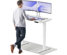 Elektrinis reguliuojamo aukščio stalas Desktronic HomePro Baltas/Baltas, 120x60cm, Dvigubas motoras, USB ir USB-C įkrovimo lizdai