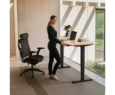 Elektrinis reguliuojamo aukščio stalas Desktronic HomePro Bambukas/Juodas, 180x80cm, Dvigubas motoras, USB ir USB-C įkrovimo lizdai