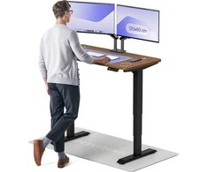 Elektrinis reguliuojamo aukščio stalas Desktronic HomePro Juodas/Riešutmedis, 120x60cm, Dvigubas motoras, USB ir USB-C įkrovimo lizdai