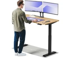 Elektrinis reguliuojamo aukščio stalas Desktronic HomeOne Juodas/Ąžuolas, 140x70cm, Dvigubas motoras, USB ir USB-C įkrovimo lizdai