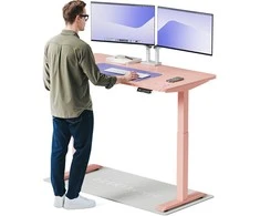 Elektrinis reguliuojamo aukščio stalas Desktronic HomeOne Rožinis/Rožinis, 140x70cm, Dvigubas motoras, USB ir USB-C įkrovimo lizdai